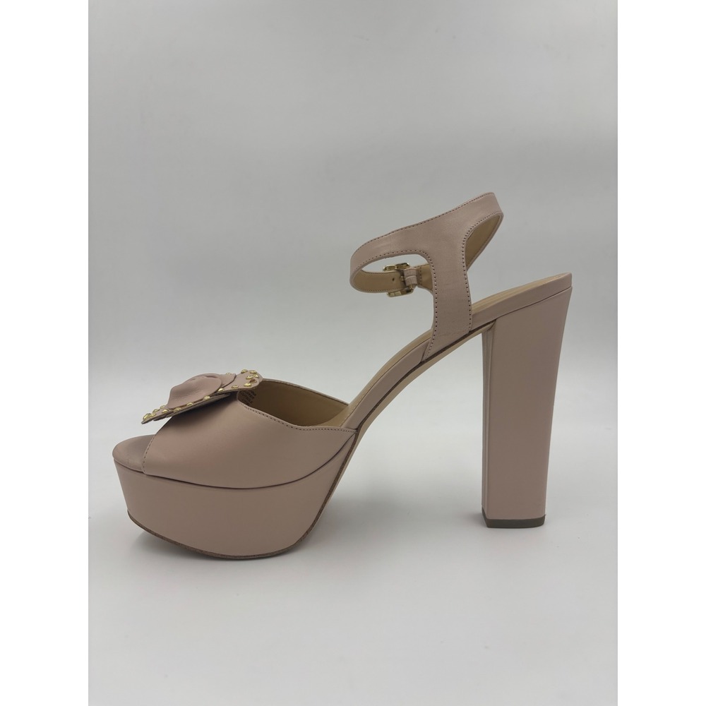 Michael Kors Blush Pink Leather Rose Studded Platform Block Heel Womens Size 9M - Picture 6 of 12